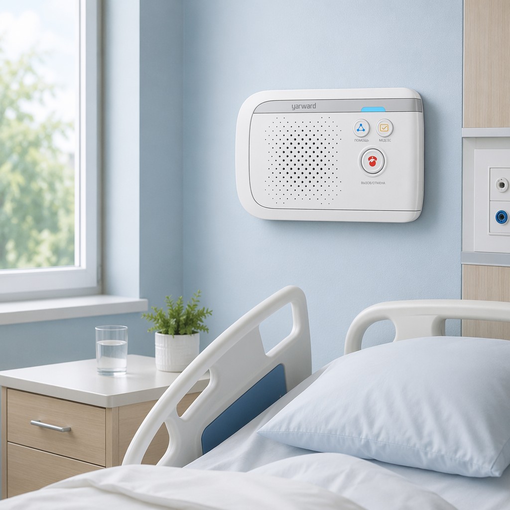 Yarward YHE-510WS wall-mounted bedside nurse call unit in modern hospital patient room